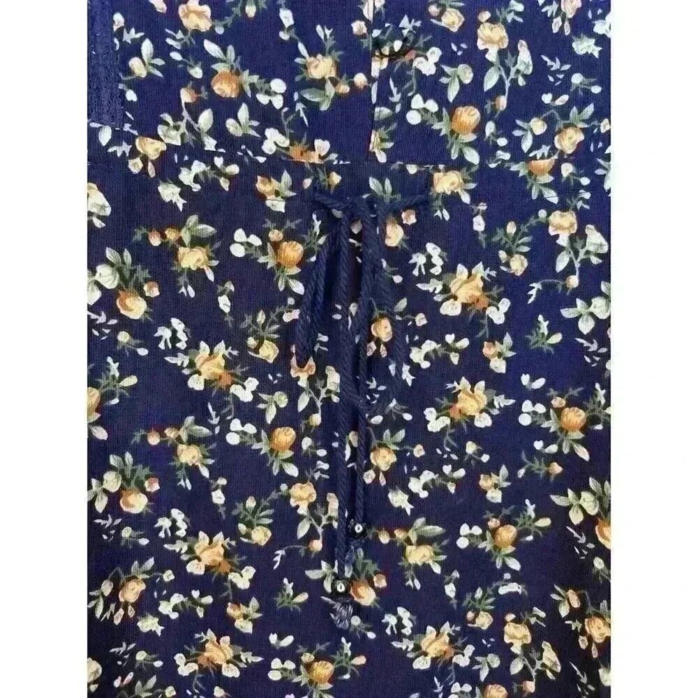 Everly Navy Floral V-Neck Ruffle Flutter Sleeve Button-Front A-line Mini Dress M - Picture 6 of 14